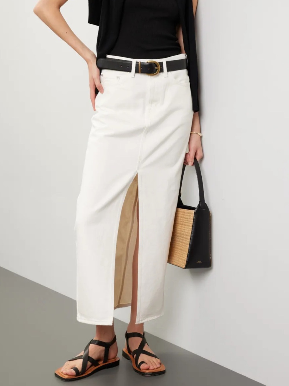 Levi's | Ankle Column Skirt | White High-Slit Midi Skirt